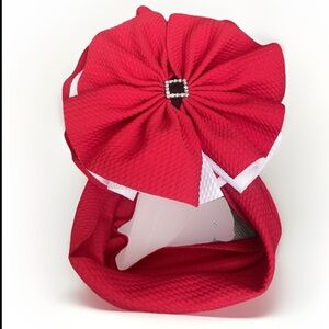 Christmas Baby Headband Head Rrap Santa Belt Bow Holidays Red and White Girls